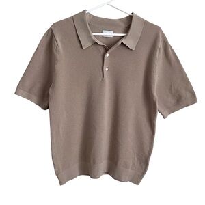 Academy Brand Men’s Tan Polo Knit Cotton Short Sleeve Neutral Preppy Large